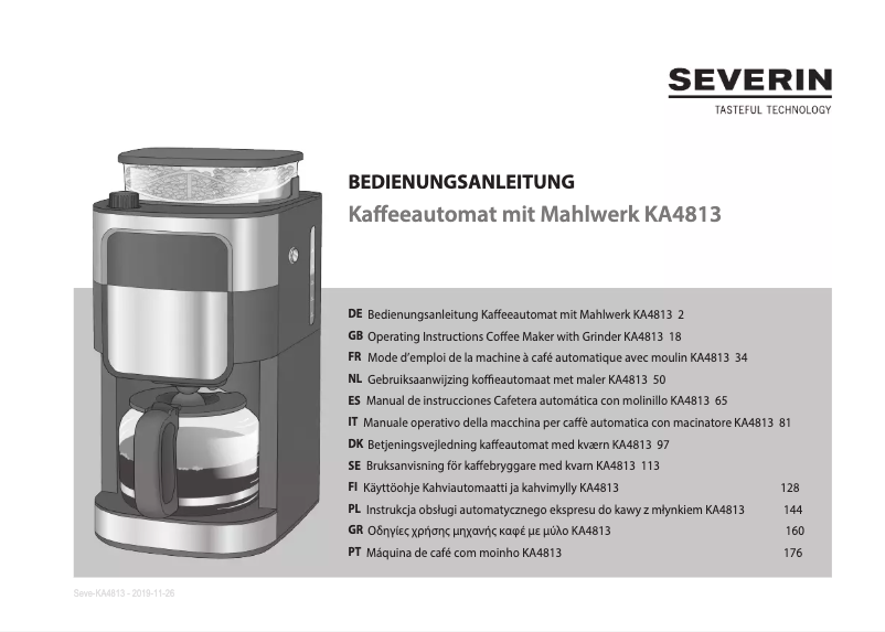 Page 1 de la notice Manuel utilisateur Severin KA 4813