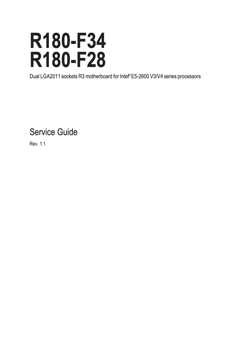 Page n°1 - Manuel utilisateur Gigabyte R180-F28