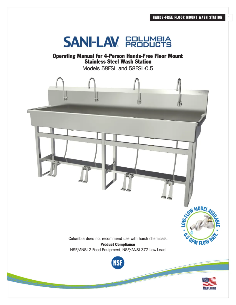 Page 1 de la notice Manuel utilisateur Sani-Lav 58FSL