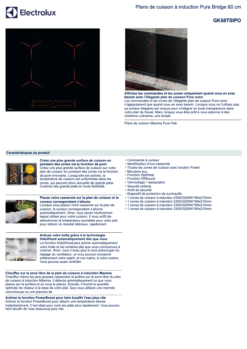 Página 1 del manual Ficha técnica Electrolux GK58TSIPO