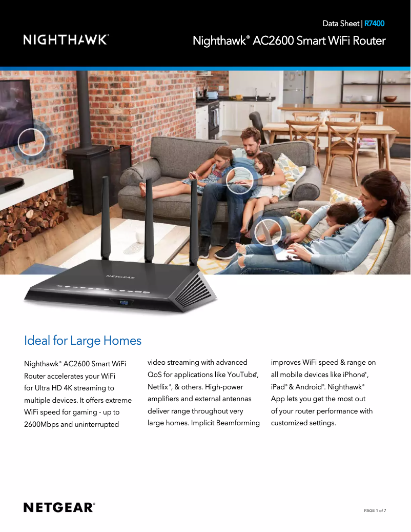 Page 1 de la notice Fiche technique Netgear Nighthawk R7400