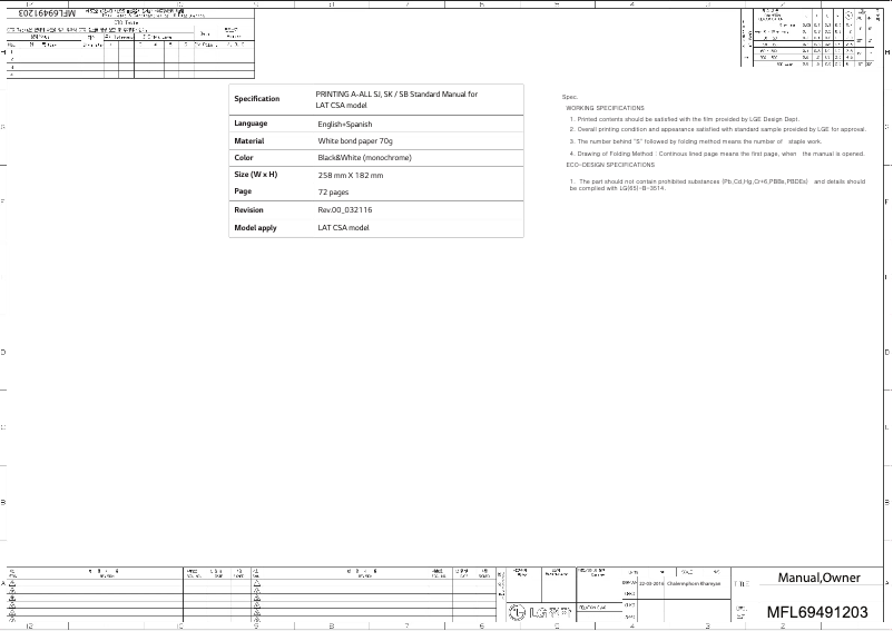 Page 1 de la notice Manuel utilisateur LG VM092CE