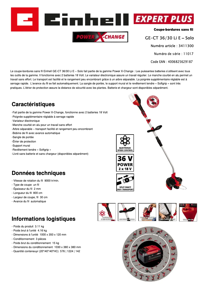 Image de la première page du manuel de l'appareil GE-CT 36/30 Li E-Solo