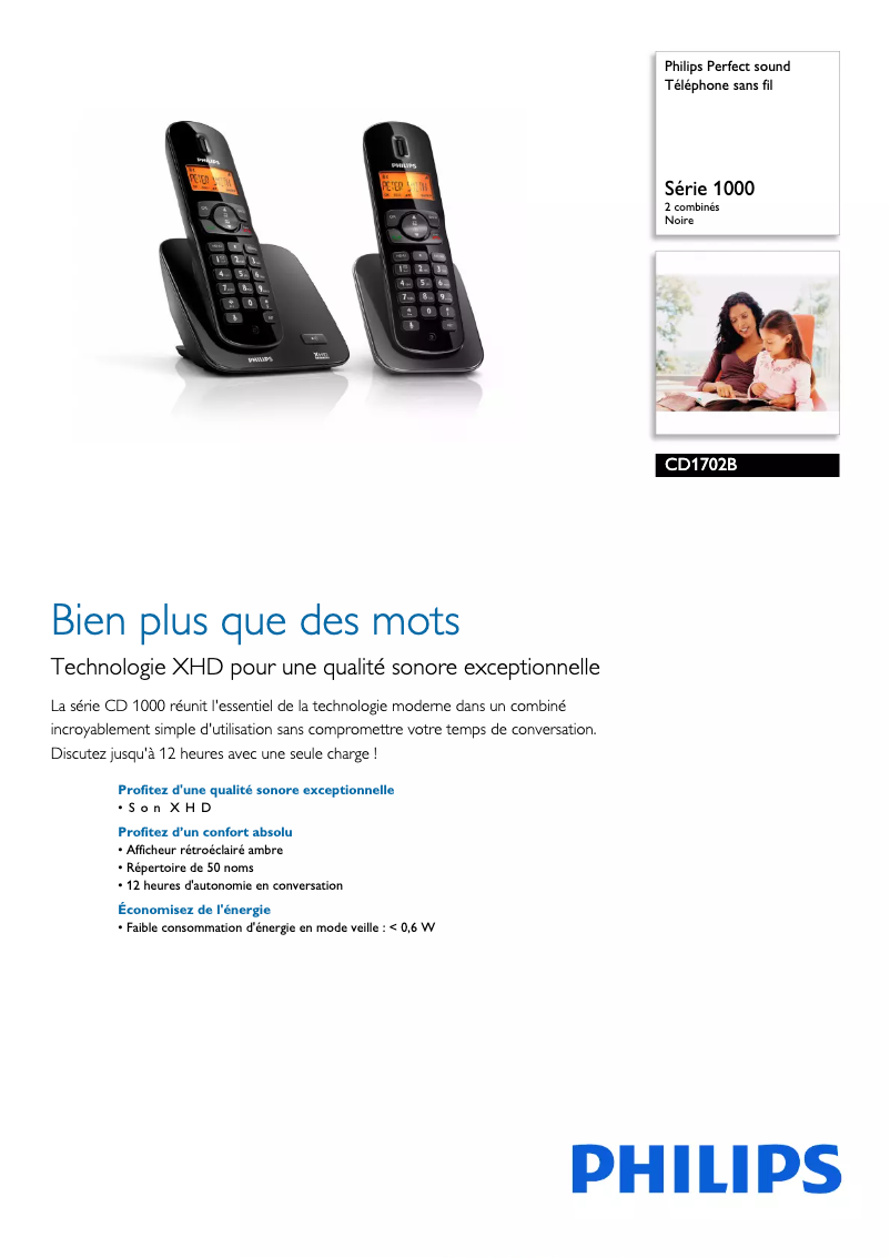 Página 1 del manual Ficha técnica Philips Perfect sound CD1702B