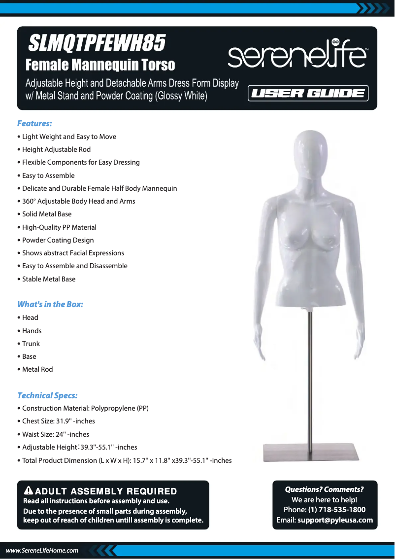 First page image of the manual for SLMQTPFEWH85