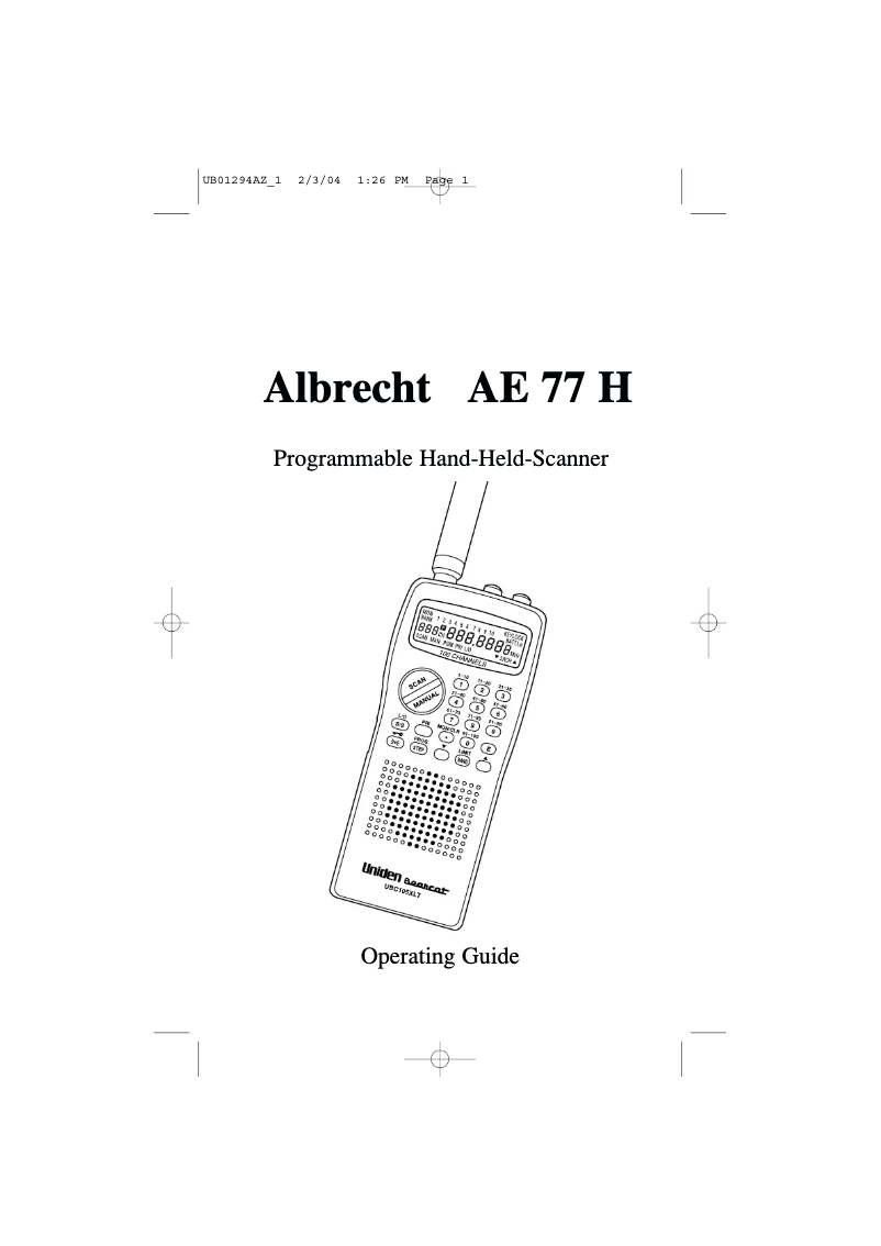 Page n°1 - Manuel utilisateur Albrecht AE 77 H