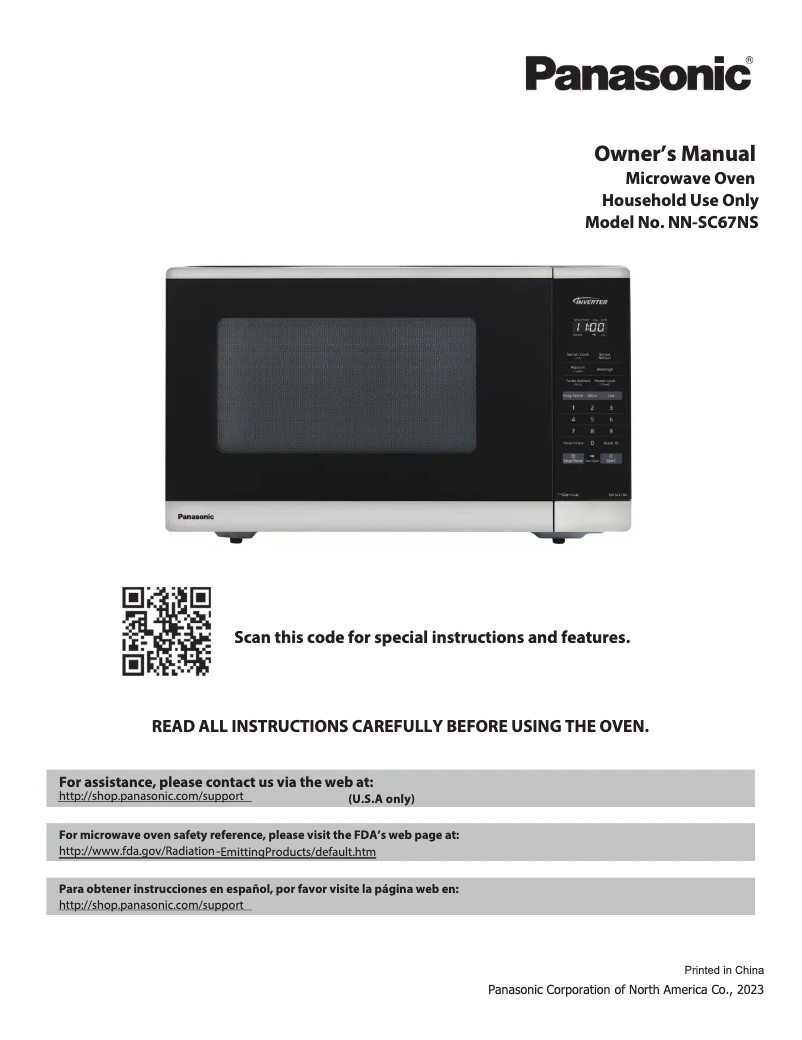 Page 1 de la notice Manuel utilisateur Panasonic NN-SC67NS