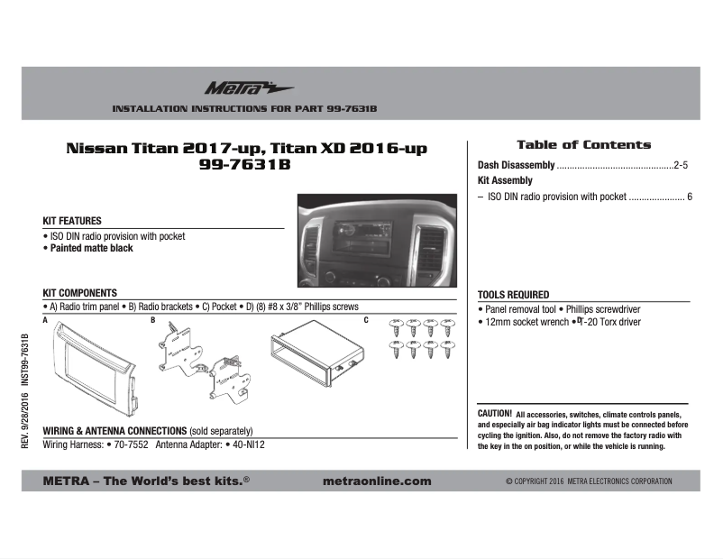 Page n°1 - Mode d'emploi Metra 99-7631B