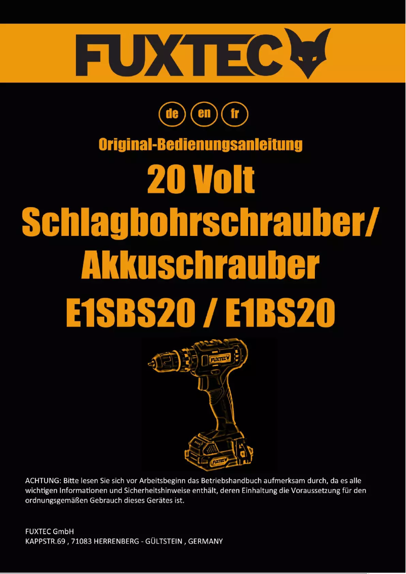 Image de la première page du manuel de l'appareil FX-E1SBS20