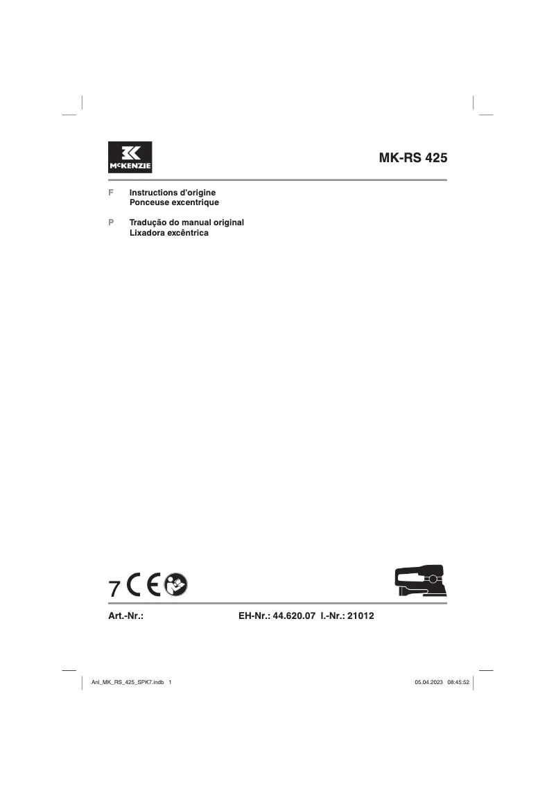 Page 1 de la notice Manuel utilisateur McKenzie MK-RS 425