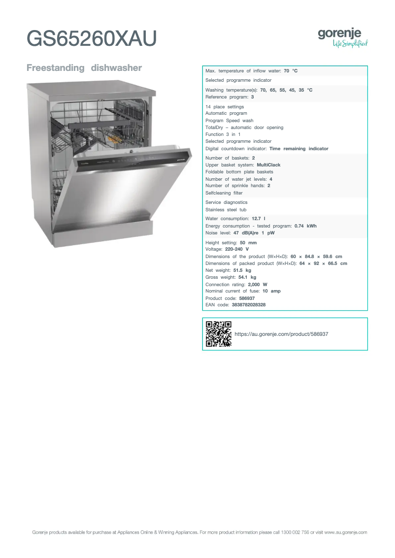 Imagen de la primera página del manual del dispositivo GS65260XAU