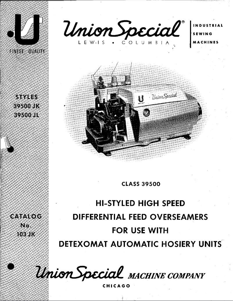 Page n°1 - Manuel utilisateur Union Special 39500JK