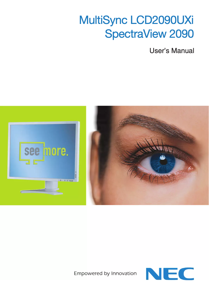 Imagen de la primera página del manual del dispositivo MultiSync LCD2090UXi