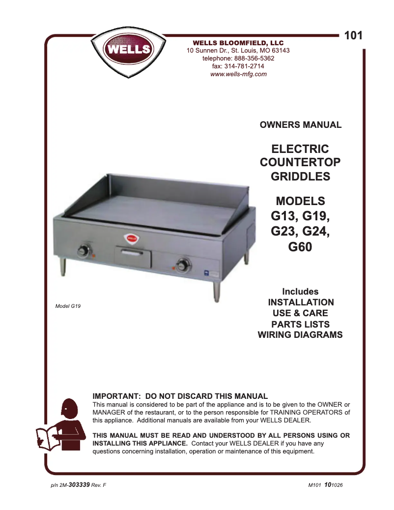 Page n°1 - Manuel utilisateur Wells G60