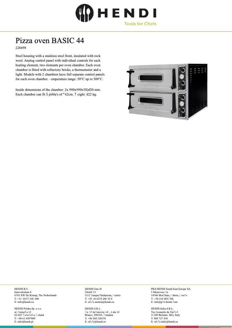 Page n°1 - Fiche technique Hendi 226698