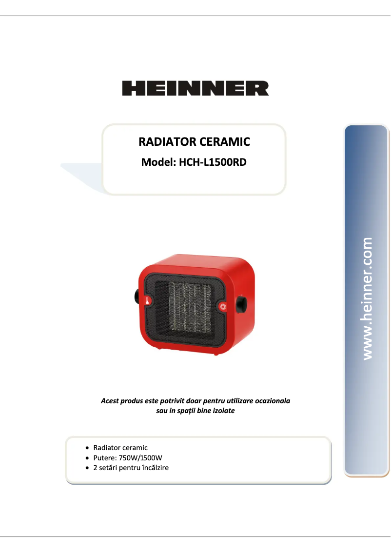 Page 1 de la notice Manuel utilisateur Heinner HCH-L1500RD