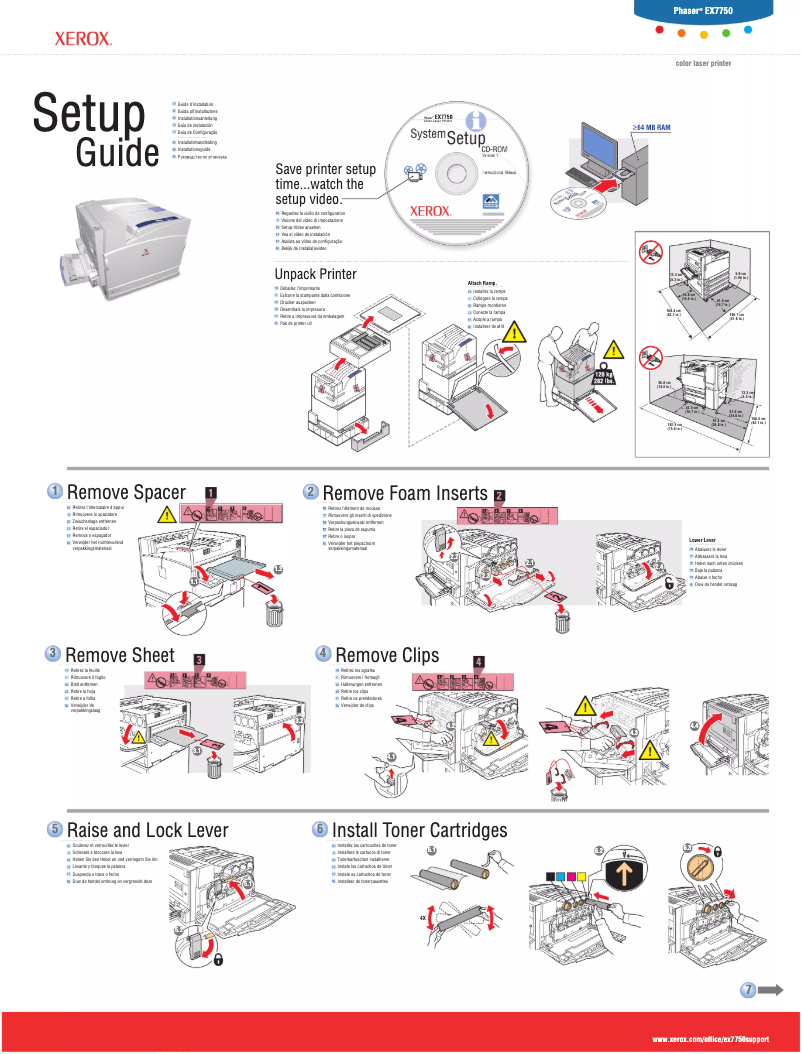Página 1 del manual Guía de instalación Xerox Phaser EX7750