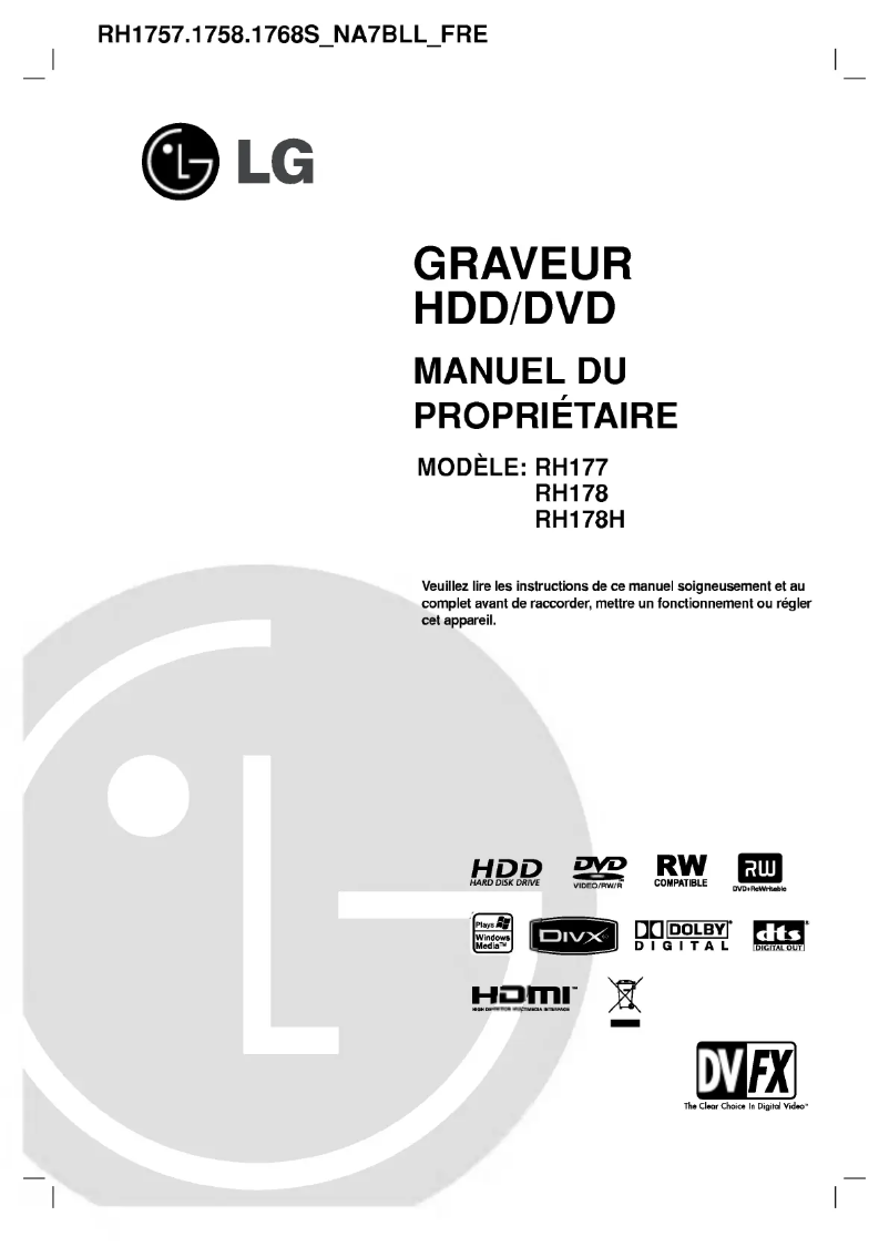 Image de la première page du manuel de l'appareil RH1758S