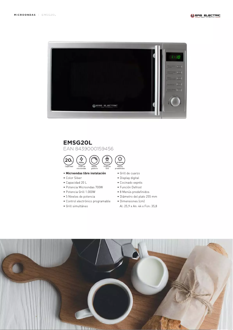 Page 1 de la notice Fiche technique EAS Electric EMSG20L