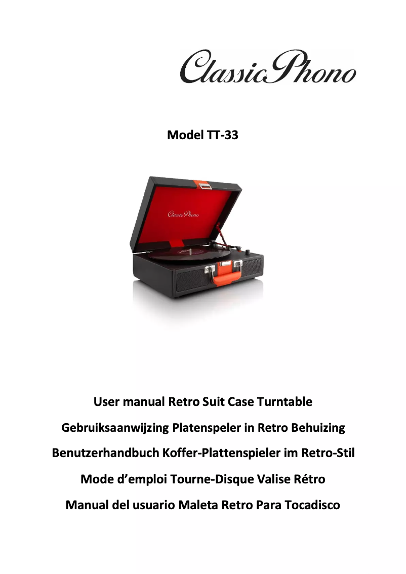 Page n°1 - Manuel utilisateur Classic Phono TT-33