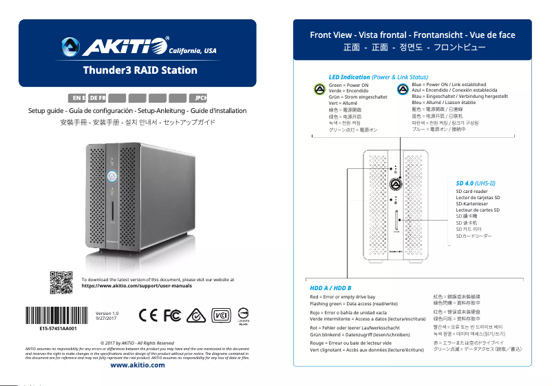 Image de la première page du manuel de l'appareil Thunder3 RAID Station