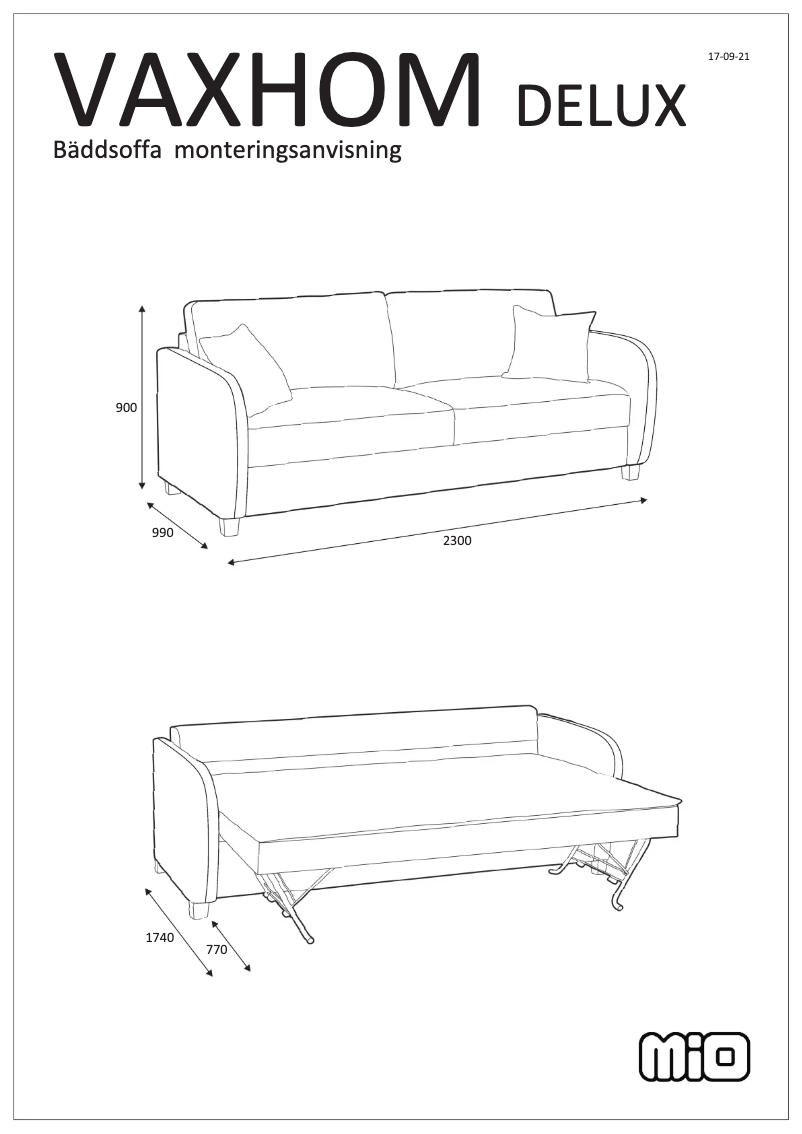 Page 1 de la notice Manuel utilisateur Mio Vaxholm Delux