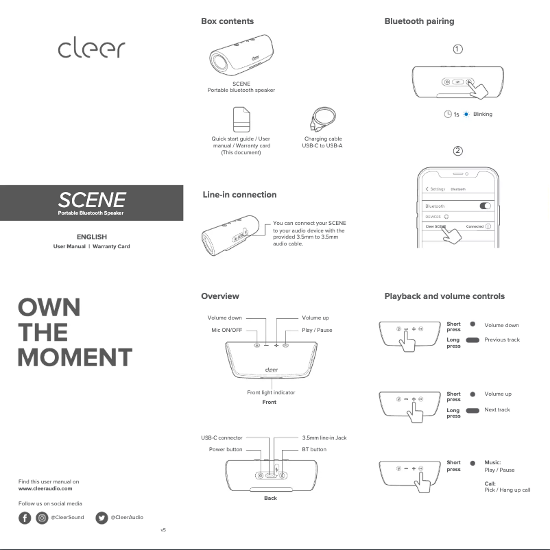 Page 1 de la notice Mode d'emploi Cleer Scene
