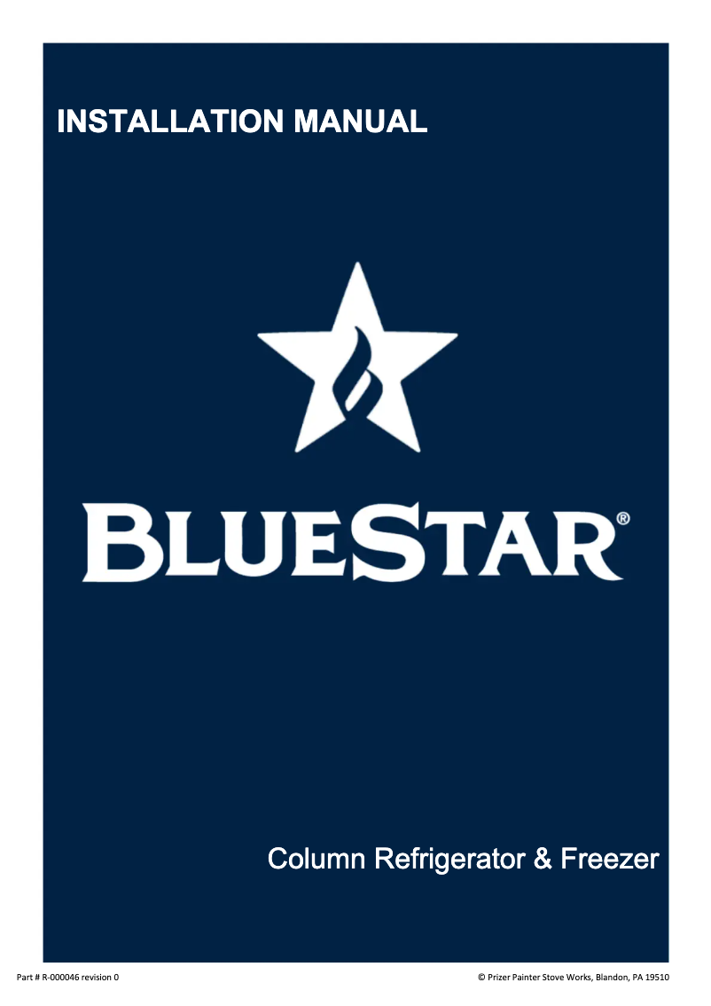 Página 1 del manual Guía de instalación BlueStar BIRP30R0