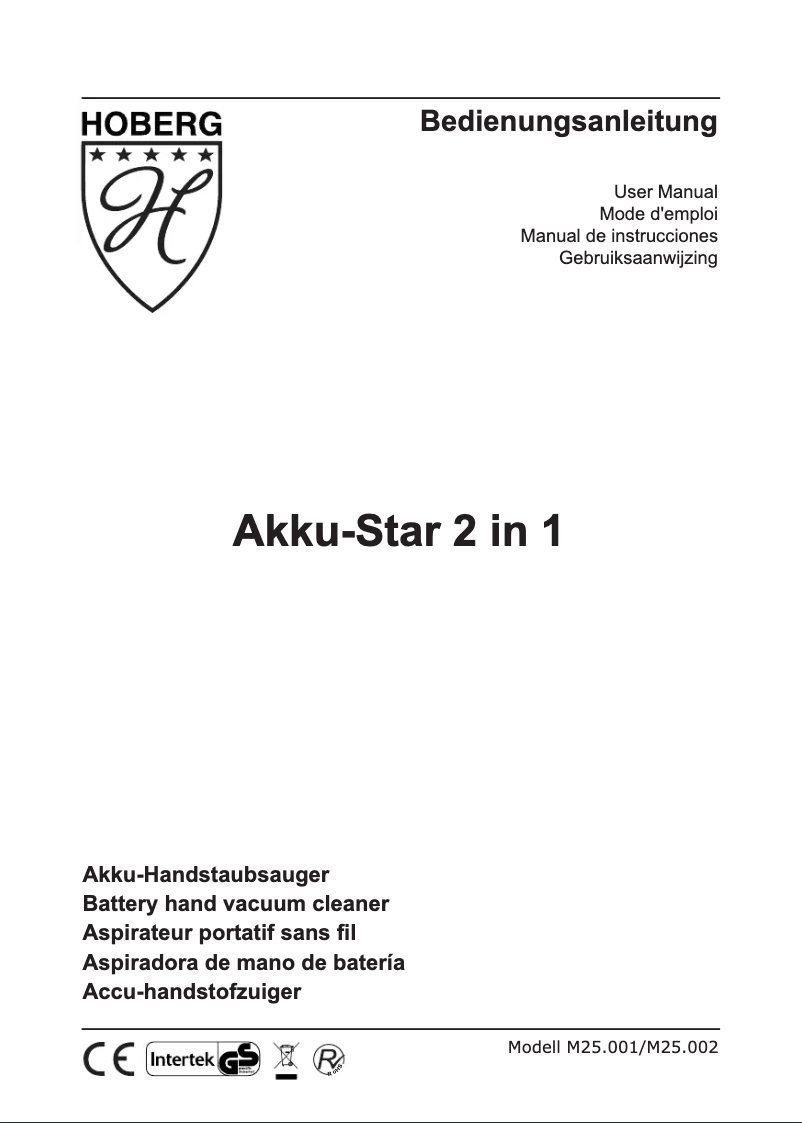 Image de la première page du manuel de l'appareil Hoberg Akku-Star 2 in 1