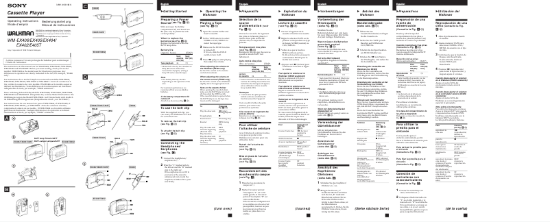 Page 1 de la notice Manuel utilisateur Sony WM-E40ST