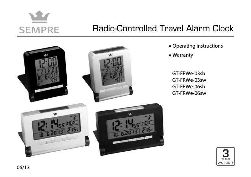 Page 1 de la notice Manuel utilisateur Sempre GT-FRWE-06SB