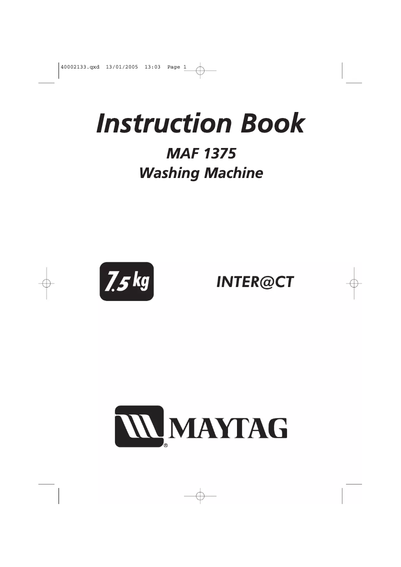 Page n°1 - Manuel utilisateur Maytag MAF1375AAW