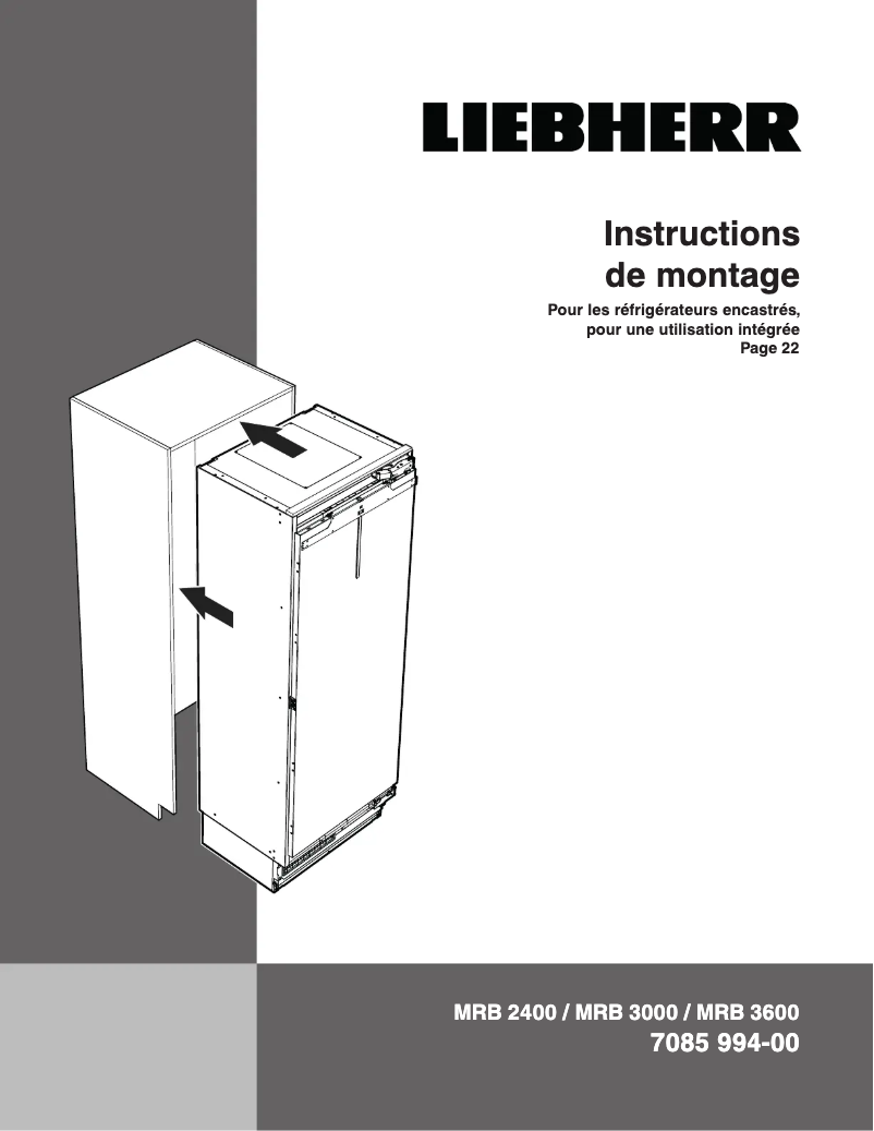 Page 1 de la notice Guide d'installation Liebherr Monolith MRB 3000