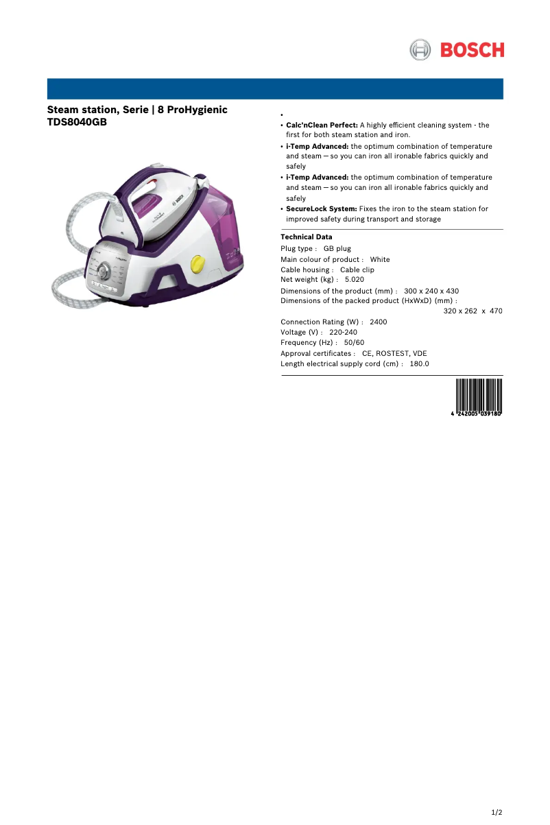 Image de la première page du manuel de l'appareil TDS8040GB