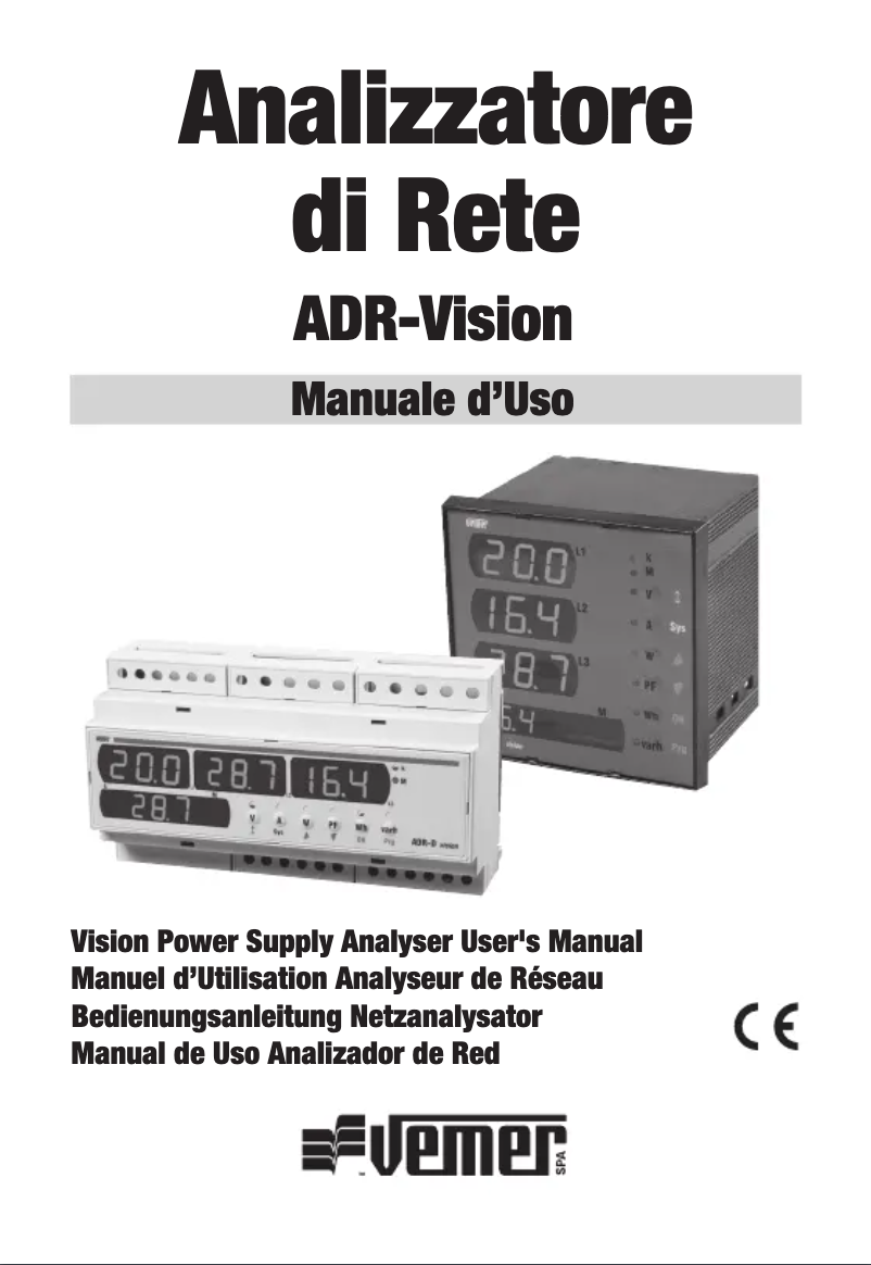 Page 1 de la notice Manuel utilisateur Vemer ADR-D Vision