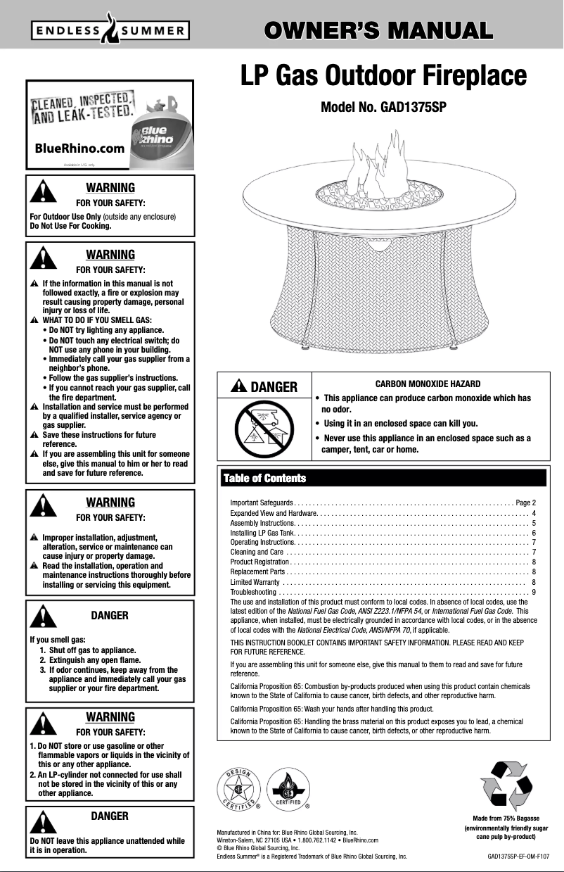 Image de la première page du manuel de l'appareil GAD1375SP