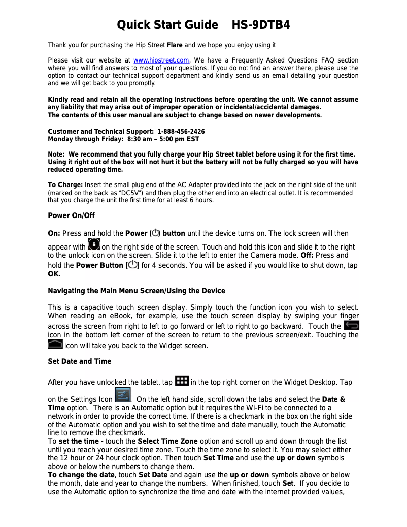 Page n°1 - Manuel utilisateur Hipstreet HS-9DTB4 Flare