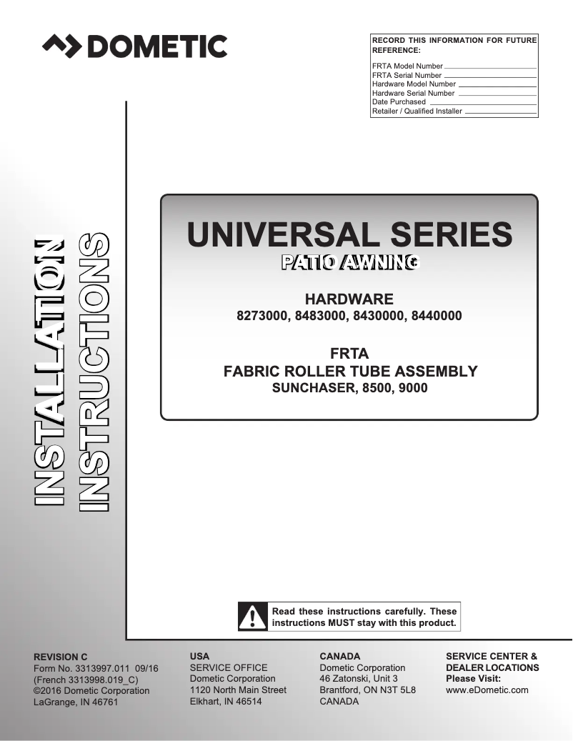 Página 1 del manual Manual de usuario Dometic Window Awning