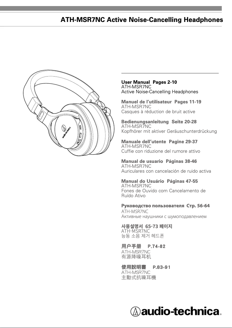 Page 1 de la notice Manuel utilisateur Audio-Technica ATH-MSR7NC