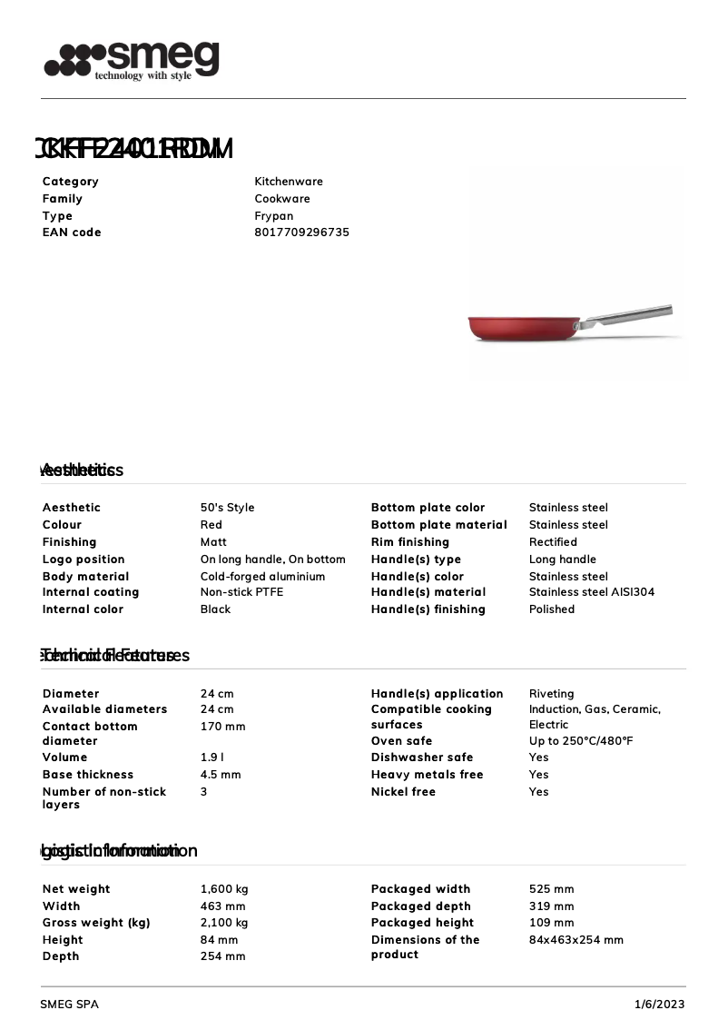 Page 1 de la notice Brochure Smeg CKFF2401RDM