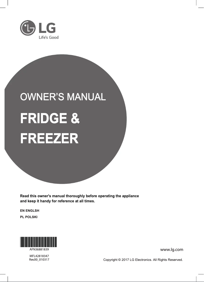 Page 1 de la notice Manuel utilisateur LG GBB940DNQZN