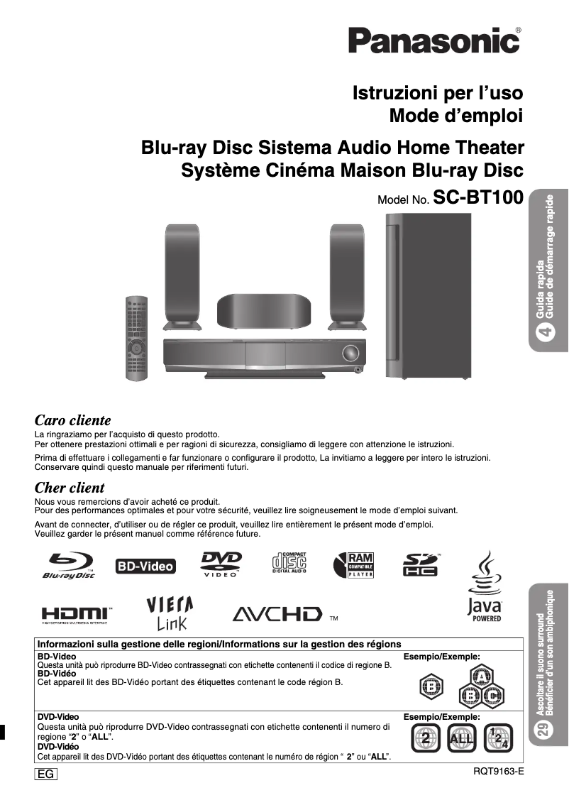 First page image of the manual for SC-BT100