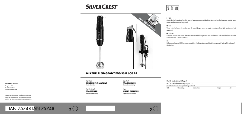 Page n°1 - Manuel utilisateur SilverCrest EDS-SSM 600 B2