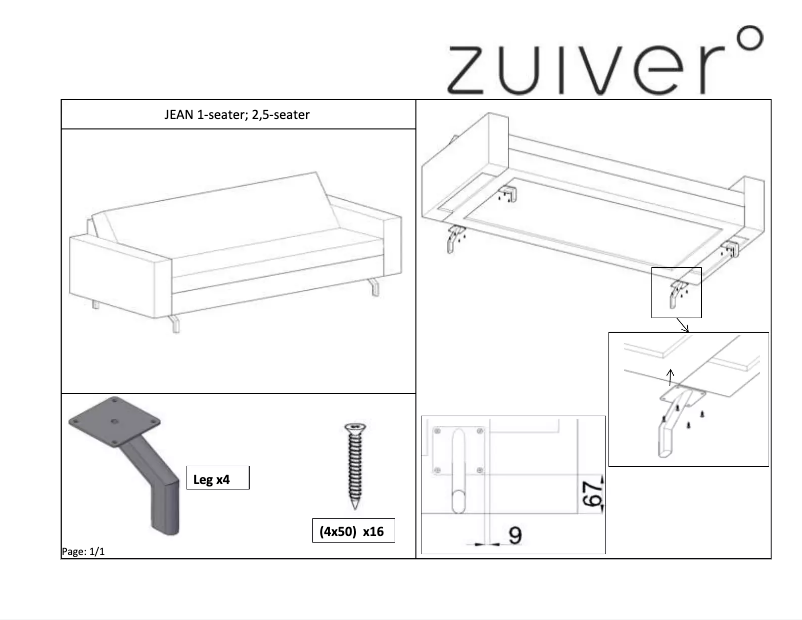 Page 1 de la notice Manuel utilisateur Zuiver Jean