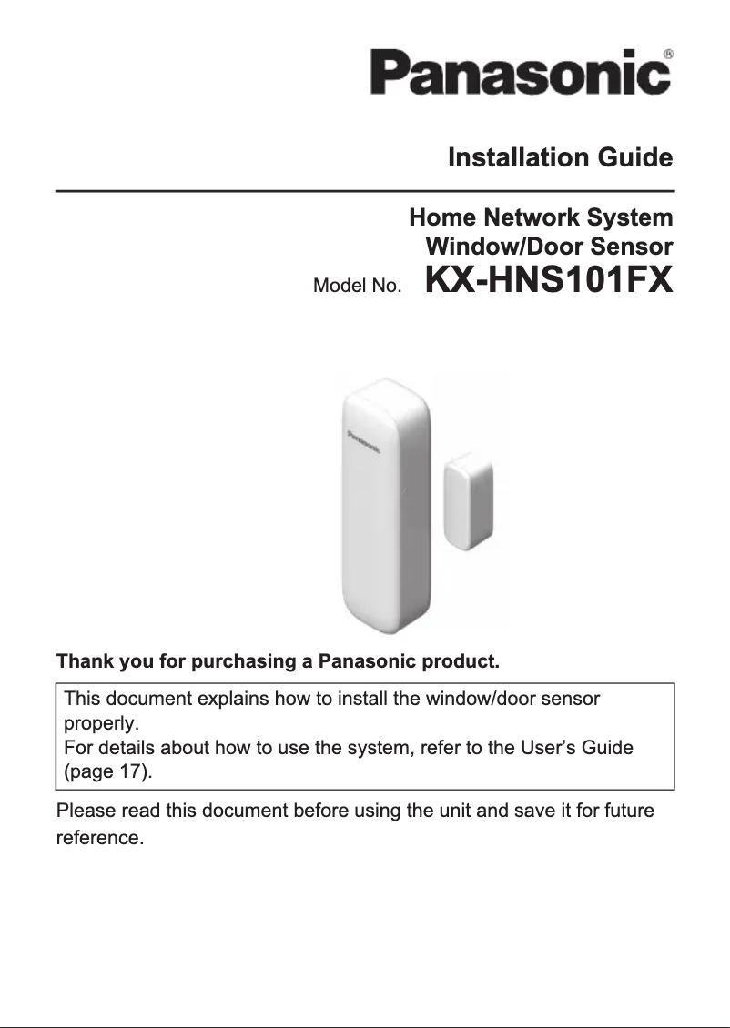 Page 1 de la notice Manuel utilisateur Panasonic KX-HNS101FX