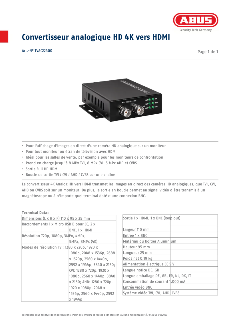 Image de la première page du manuel de l'appareil TVAC22400