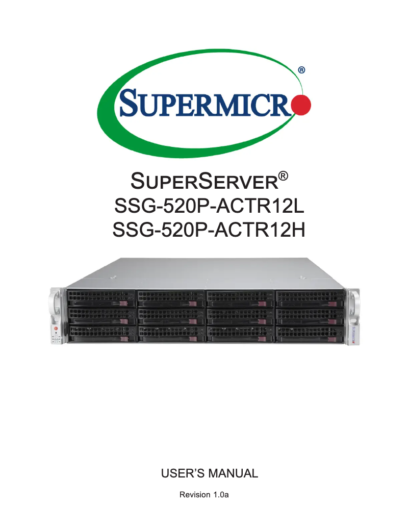 Page 1 de la notice Manuel utilisateur Supermicro SuperServer SSG-520P-ACTR12L