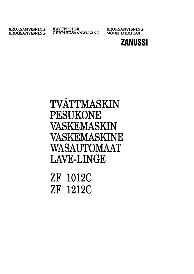 Page n°1 - Manuel utilisateur Zanussi ZF 1212 C