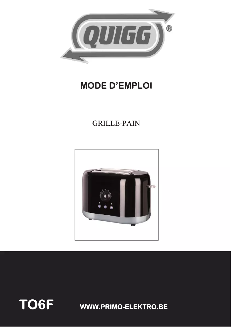 Page 1 de la notice Manuel utilisateur Quigg TO6