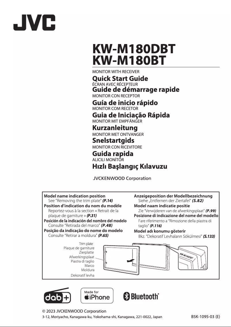 Image de la première page du manuel de l'appareil KW-M180BT